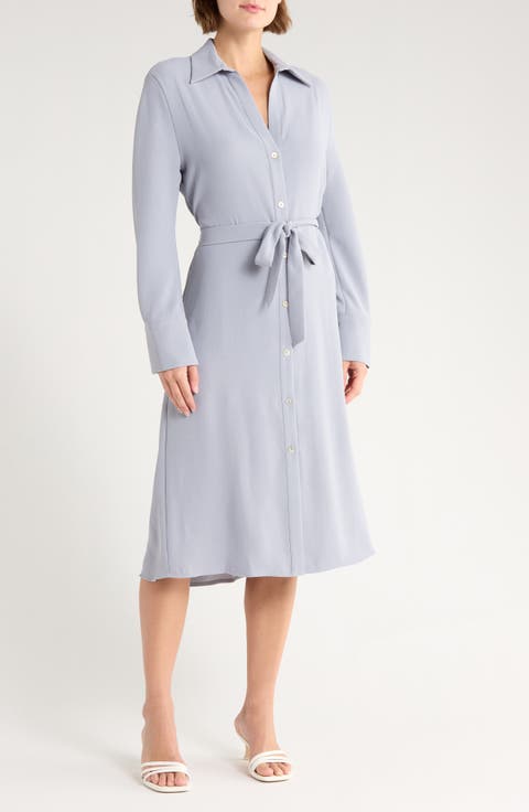 Long Sleeve Belted Shirtdress