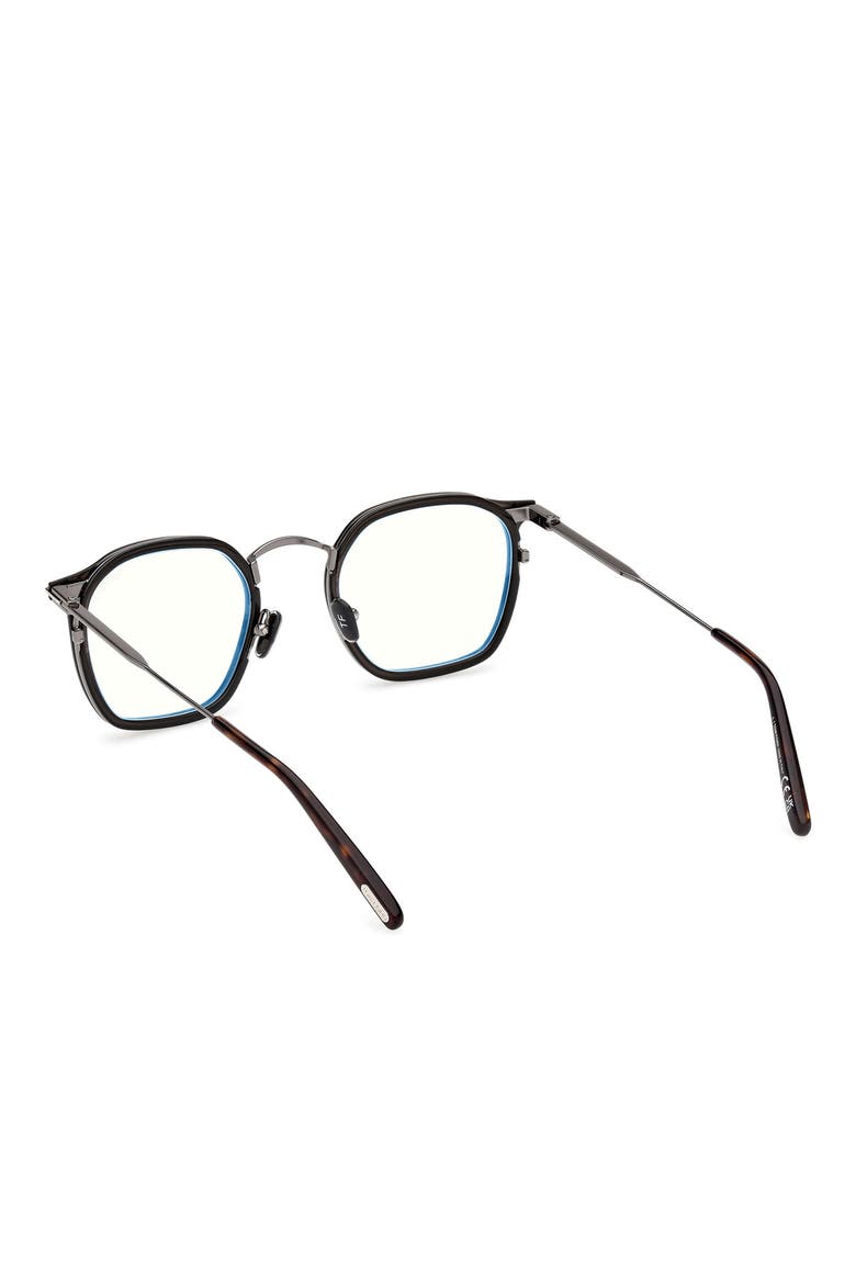 50mm Round Blue Light Blocking Glasses, Alternate, color, GUNMETAL HAVANA / T LOGO