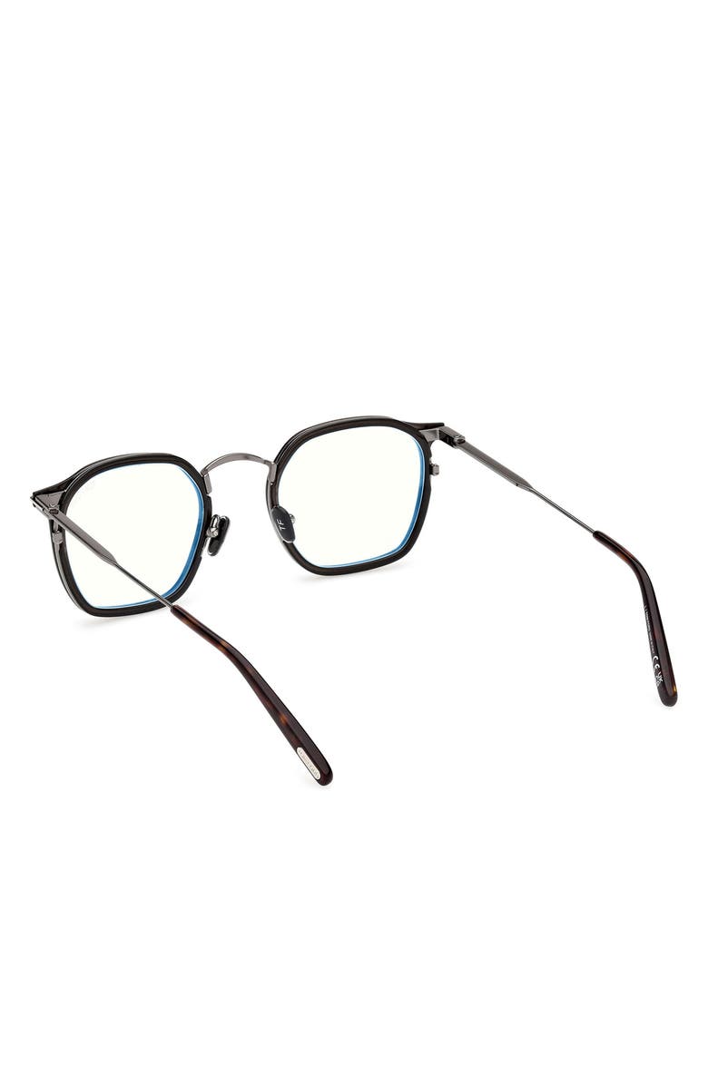 TOM FORD 50mm Round Blue Light Blocking Glasses, Alternate, color, Gunmetal Havana / T Logo