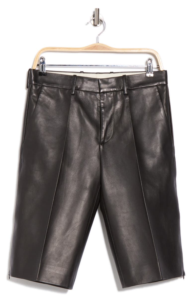Helmut Lang Leather Zip Hem Trouser Shorts, Alternate, color,