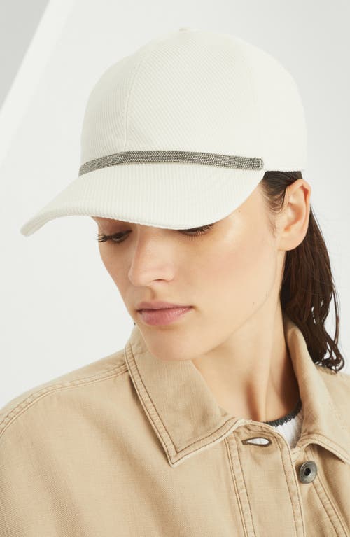 Brunello Cucinelli Panelled Linen Baseball Cap With Curved Brim In Neutral