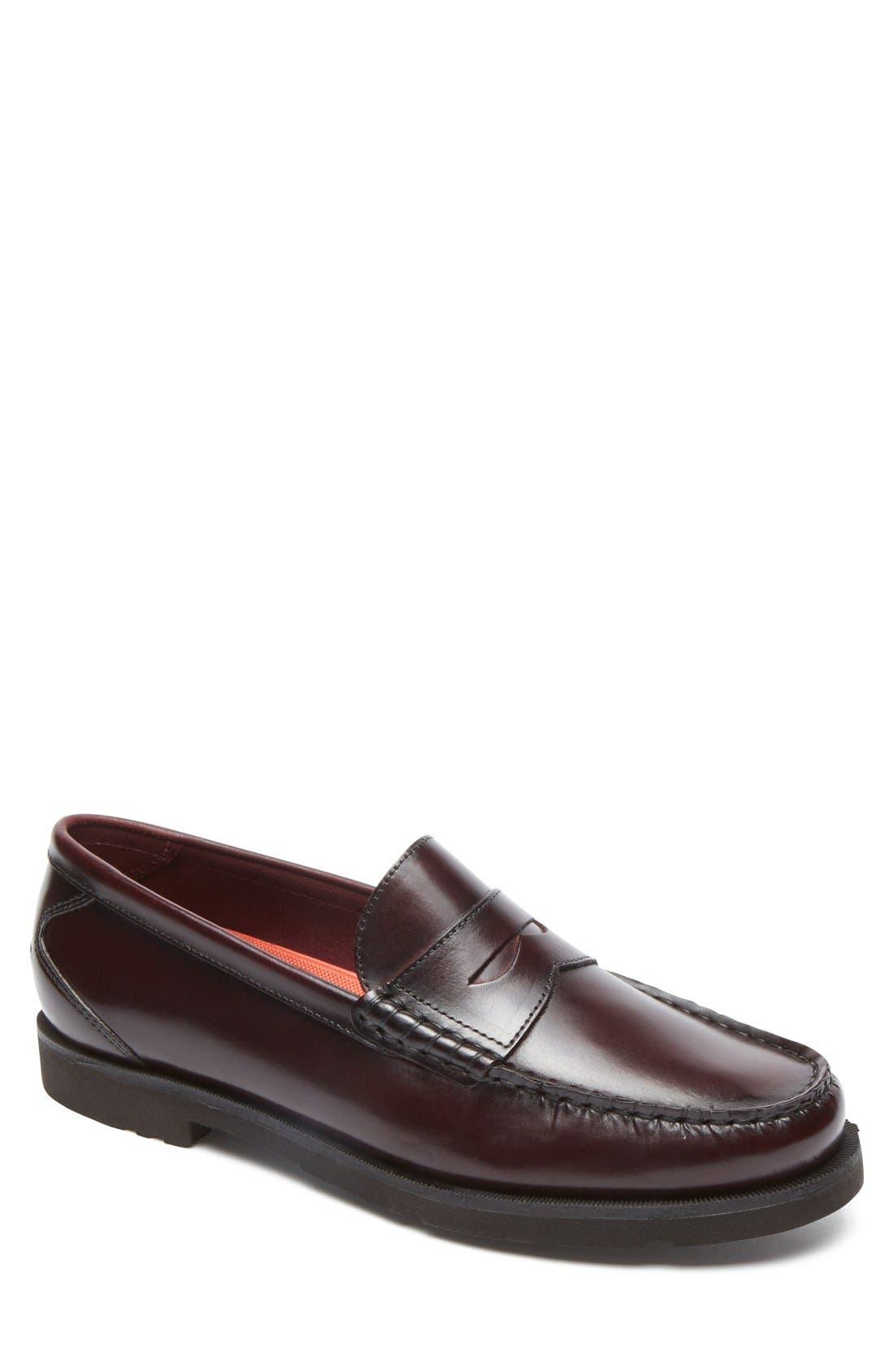 'Modern Prep' Penny Loafer, Main, color, BURGUNDY