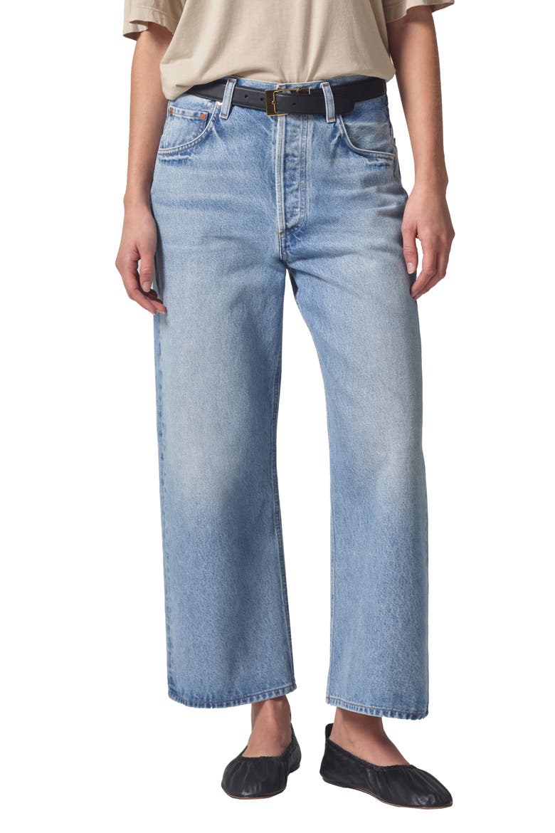 Gaucho High Waist Crop Wide Leg Jeans, Main, color, MISTY