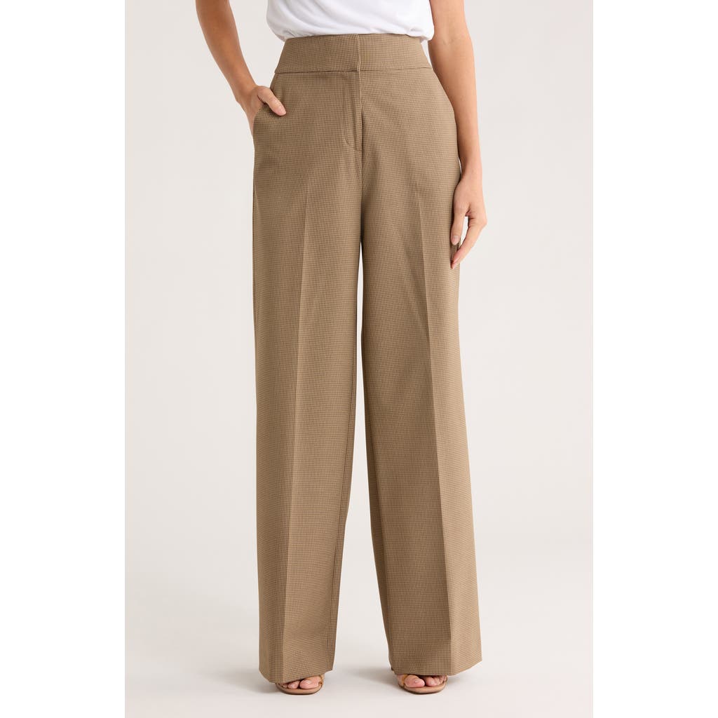 Calvin Klein Check Straight Leg Pants In Neutral