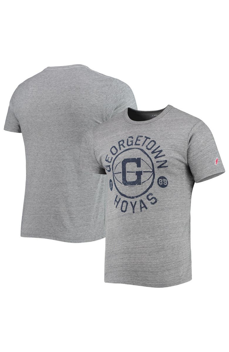 LEAGUE COLLEGIATE WEAR Men's League Collegiate Wear Heathered Gray Georgetown Hoyas Hero Shot Victory Falls Tri-Blend T-Shirt, Main, color, 