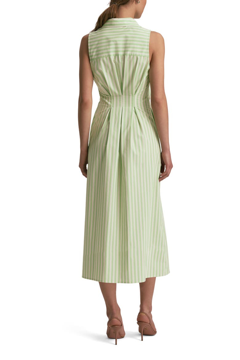 Good Behavior Stripe Tie Front Cotton Blend Midi Shirtdress, Alternate, color, KIWI/ IVORY STRIPE