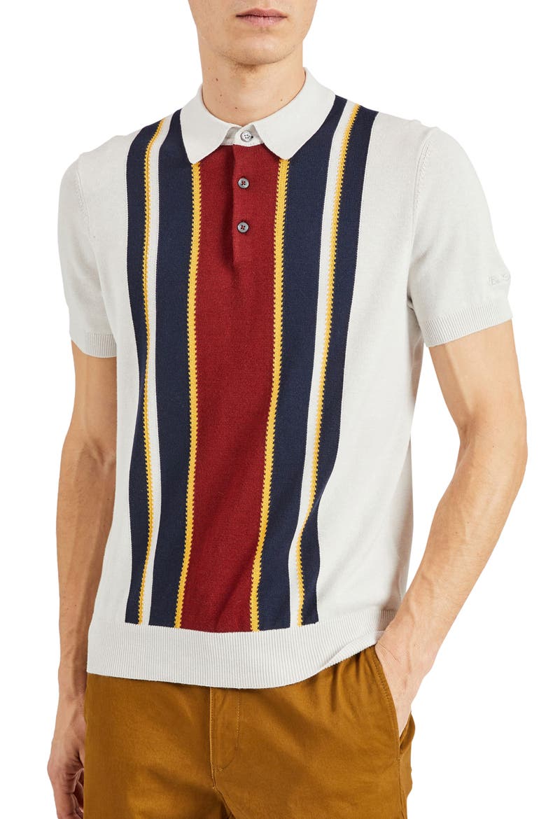 Stripe Knit Polo, Main, color, IVORY