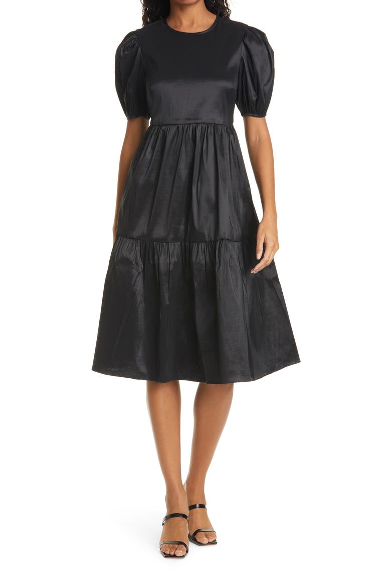 Mitchell Tiered Dress, Main, color, BLACK