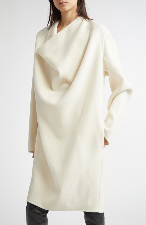 Totême Toteme Cowl Neck Long Sleeve Double Face Wool Dress In White