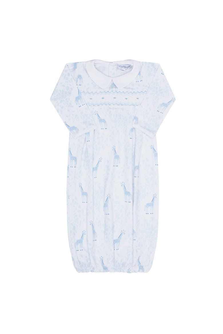 Blue Giraffe Print Smocked Gown - Baby, Alternate, color, Blue