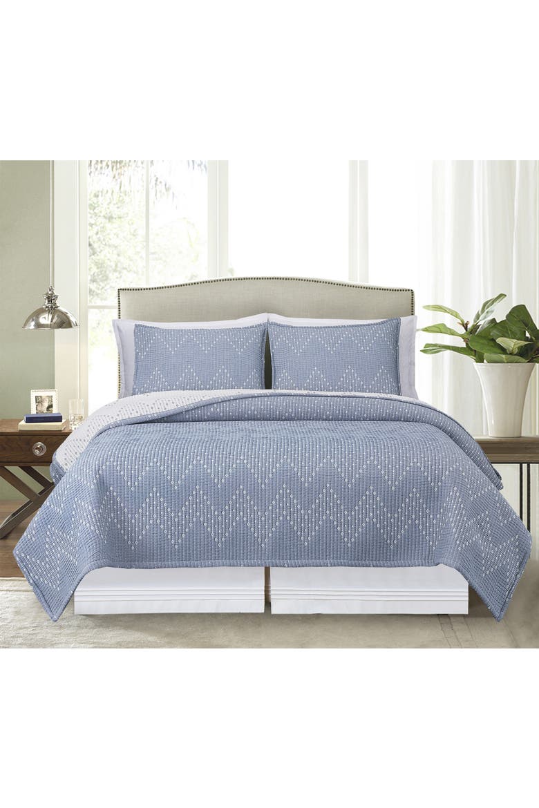 Chambray Maya Jacquard Quilt Bedding Collection, Alternate, color, Blue