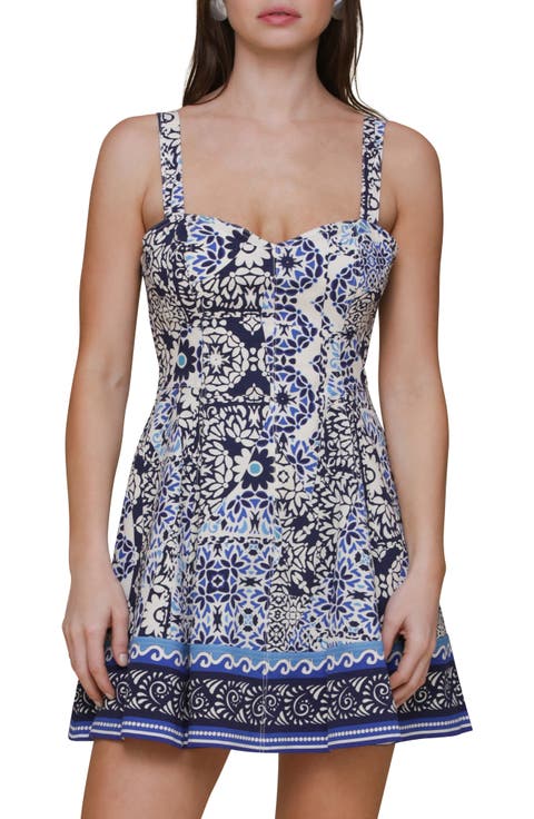 Sweetheart Neck Stretch Cotton Mini Sundress