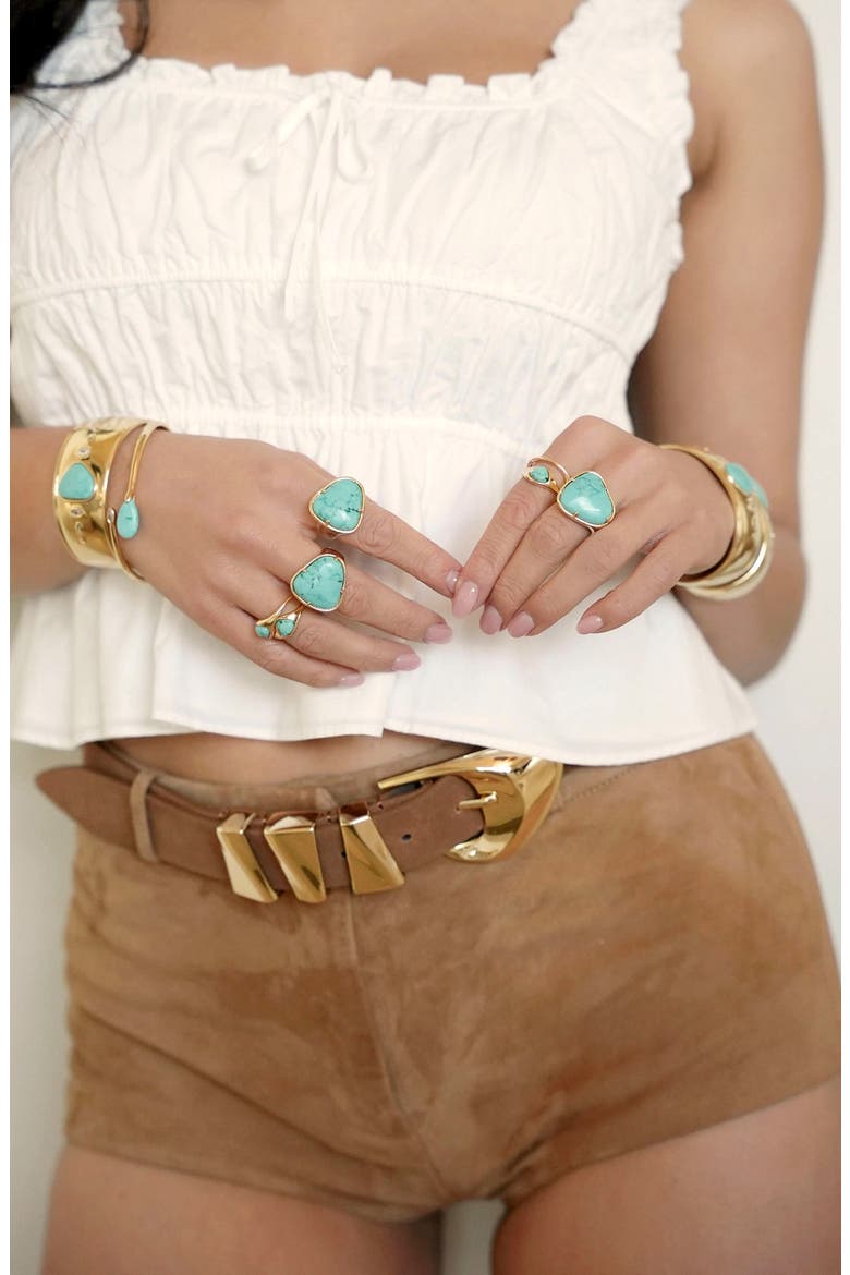 Reconstituted Turquoise Solstice Hinged Cuff Bracelet, Alternate, color, TURQUOISE