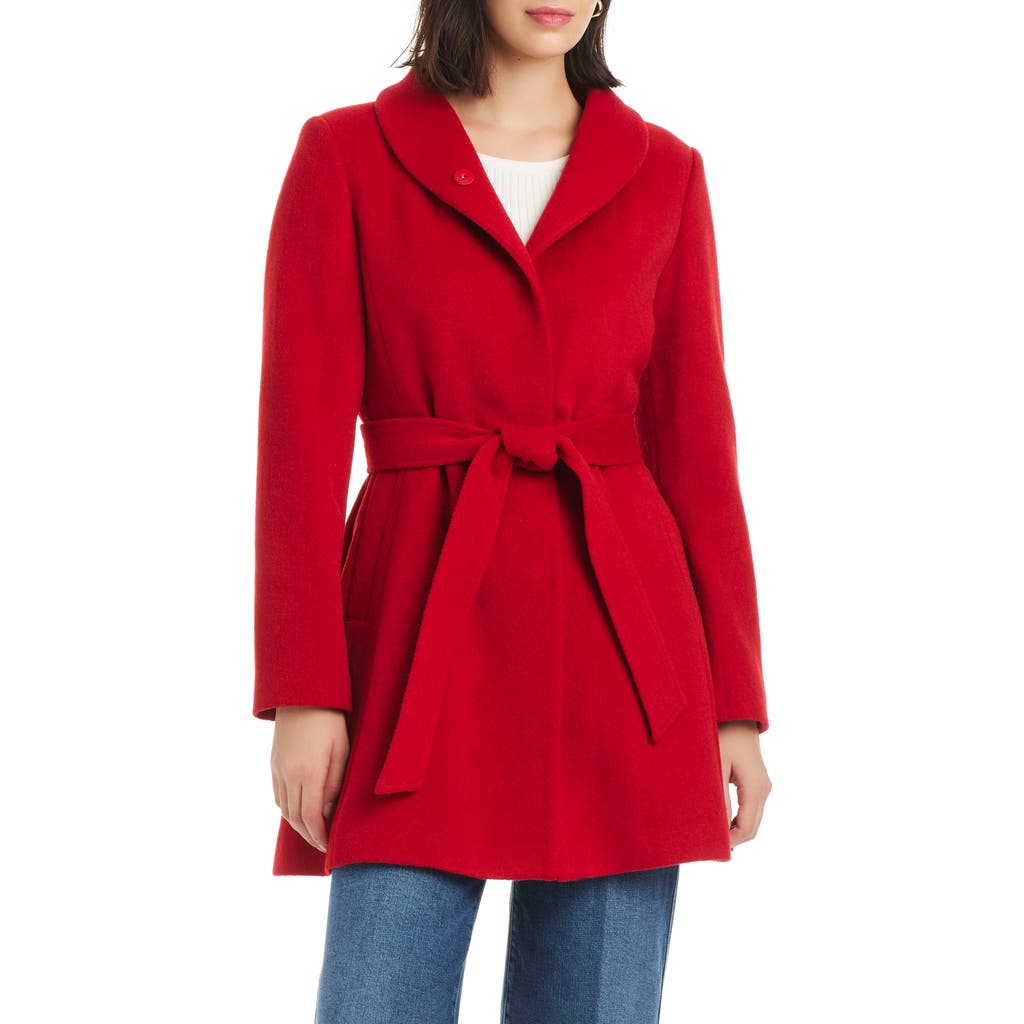Kate Spade New York High Neck Belted Coat In Red