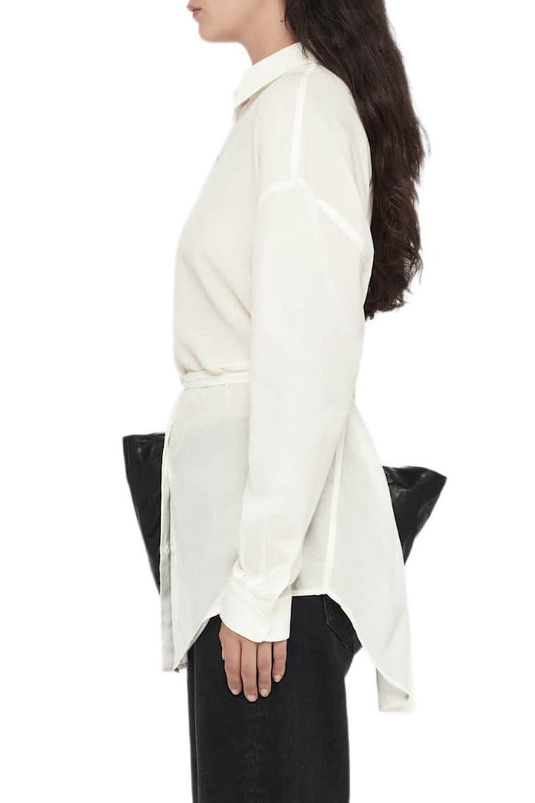 Ilana Cotton & Silk Tie Waist Shirt, Alternate, color, ECRU WHITE
