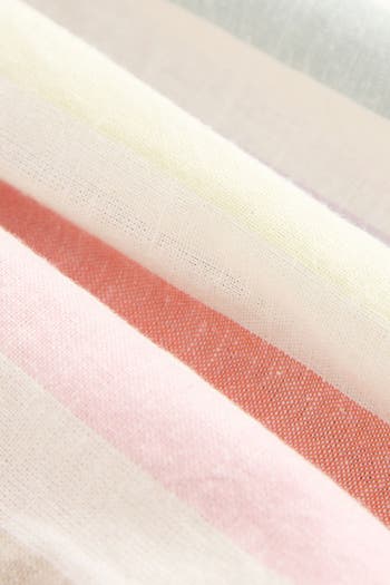 Kids' Rainbow Stripe Flutter Sleeve Cotton & Linen Dress