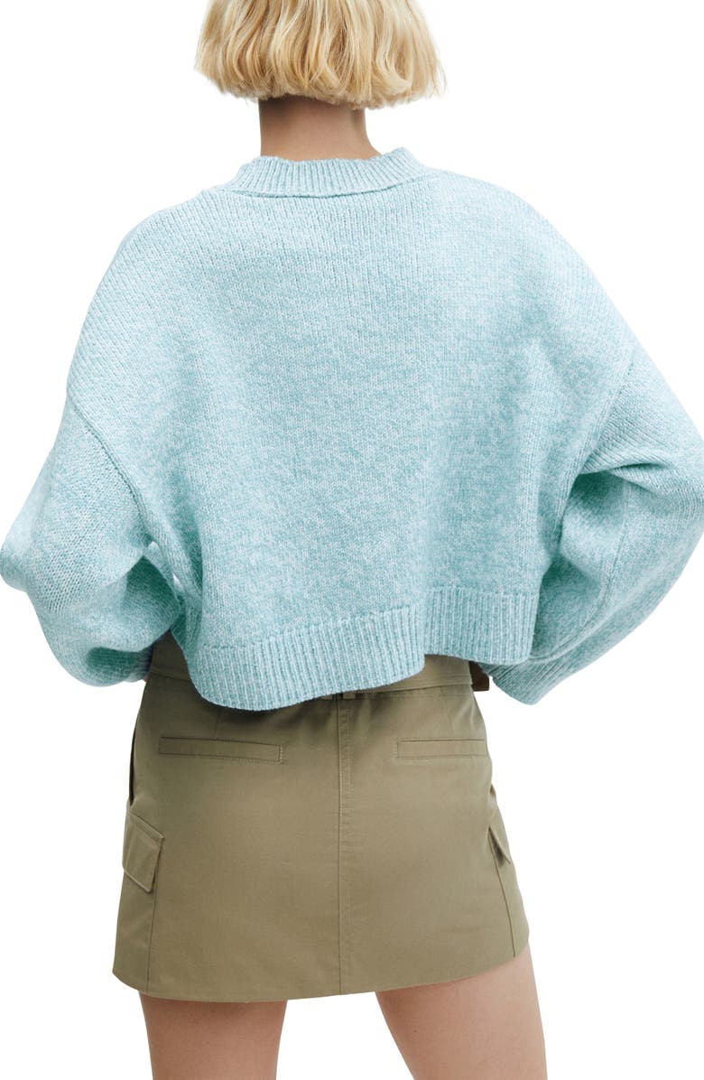 MANGO Drop Shoulder Crop Sweater, Alternate, color, Sky Blue
