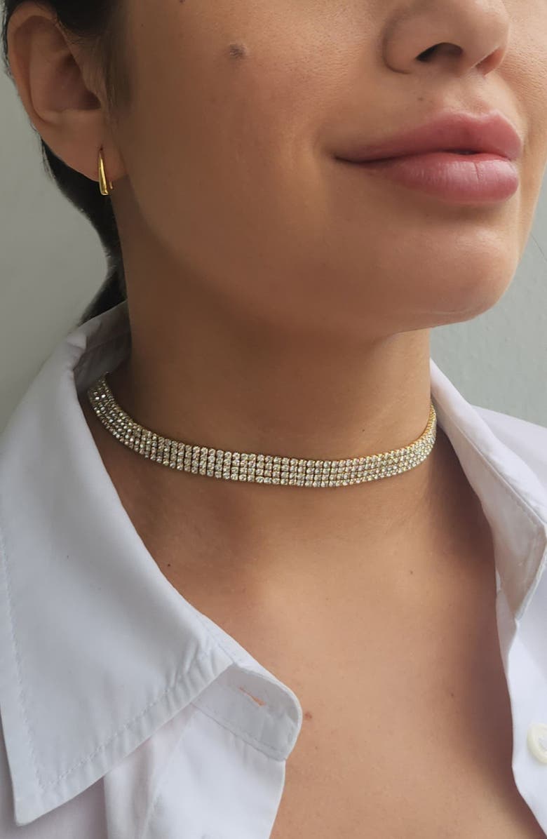 Adornia Crystal Choker Necklace, Alternate, color, Gold