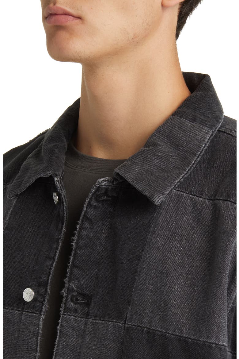 Checkerboard Denim Jacket, Alternate, color, MONOCHROME WASHED NOIR