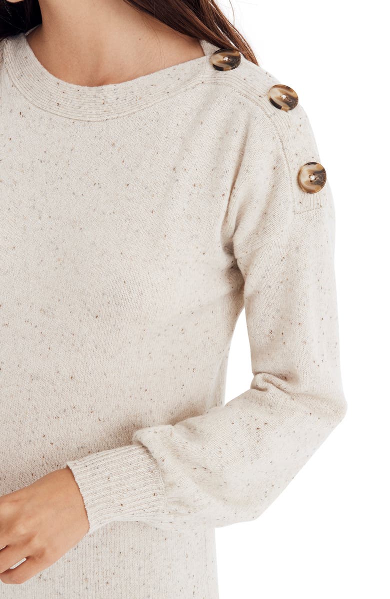 Madewell Boat Neck Button Shoulder Sweater Dress, Alternate, color, 