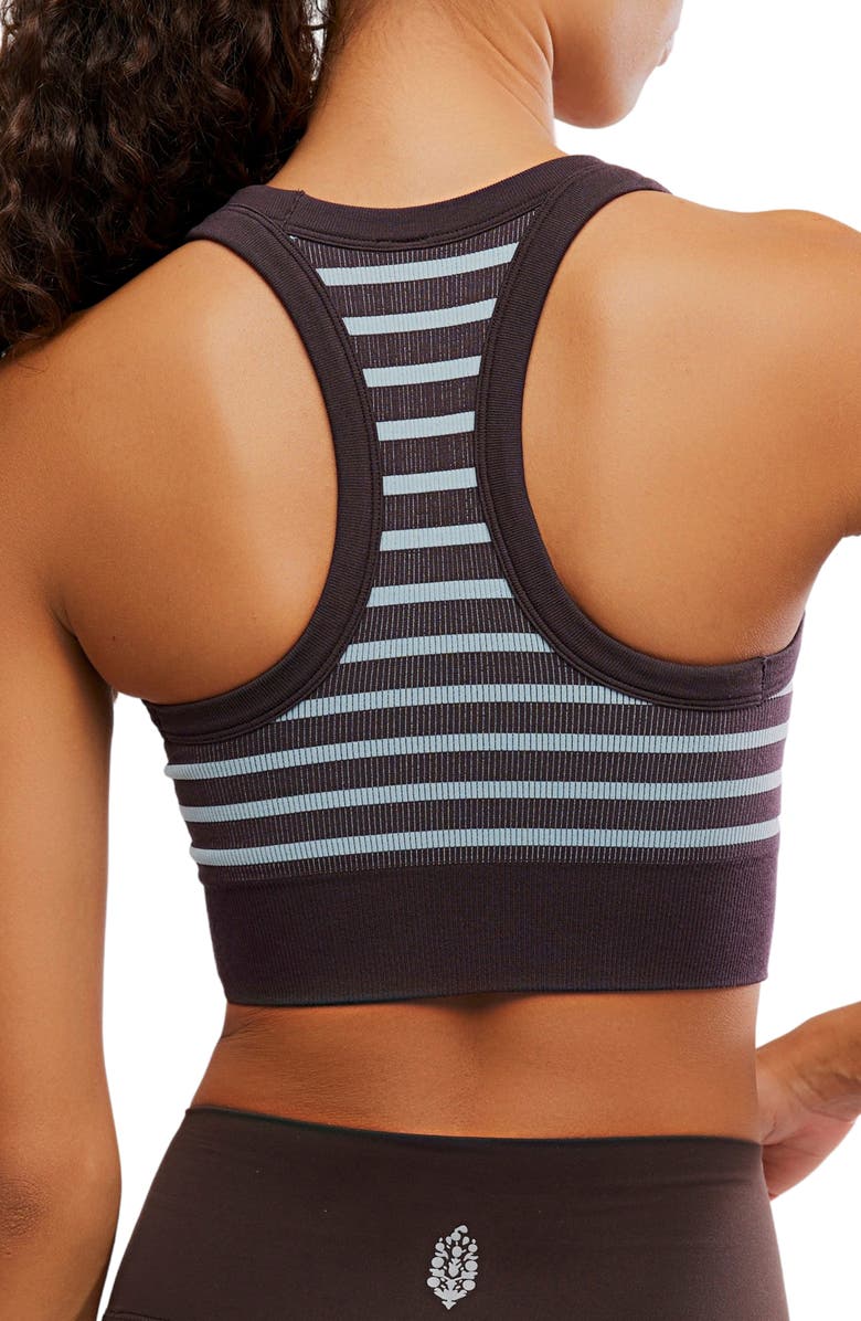 FP Movement by Free People FP Movement Stripe Go To Sports Bra, Alternate, color, Chocolate Combo