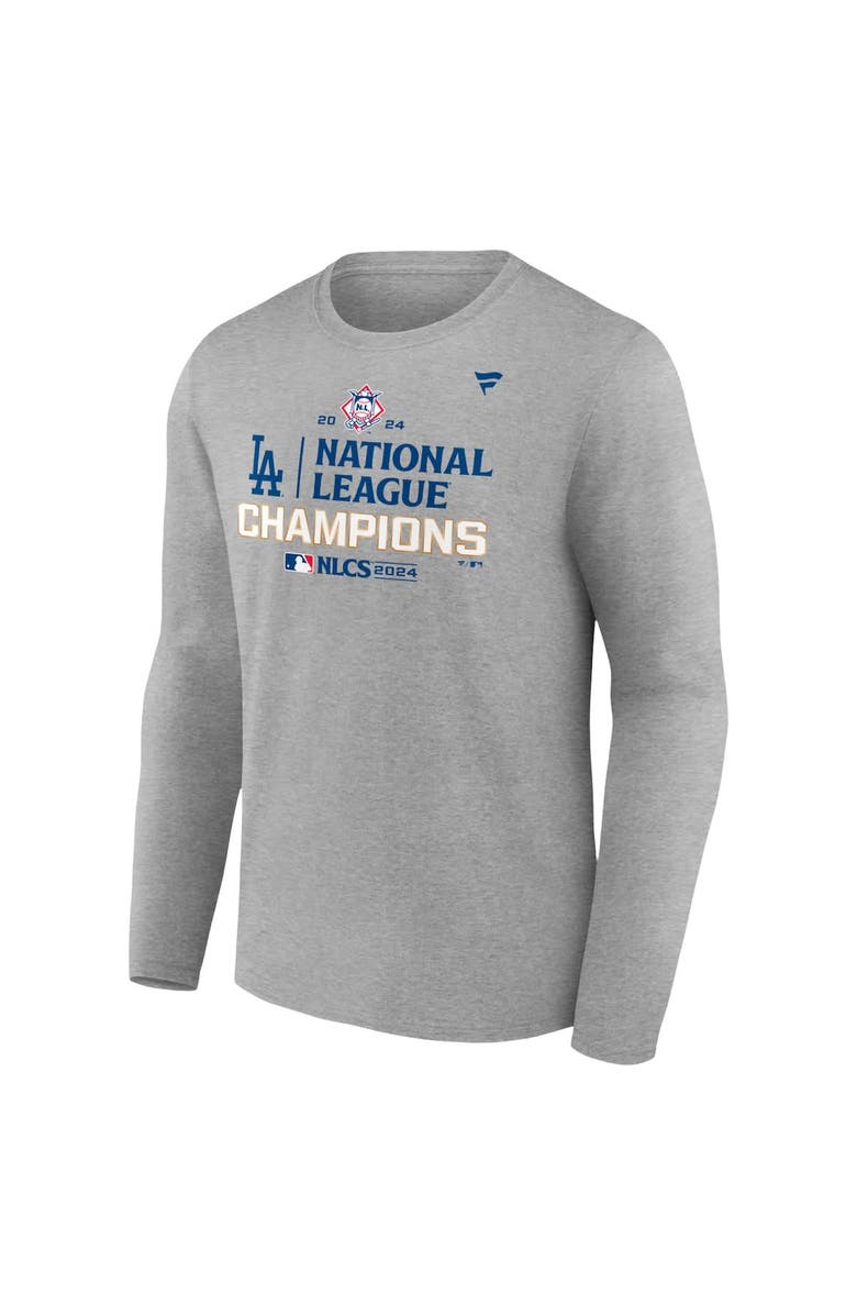 FANATICS Men's Fanatics Heather Gray Los Angeles Dodgers 2024 National League Champions Locker Room Long Sleeve T-Shirt, Alternate, color,