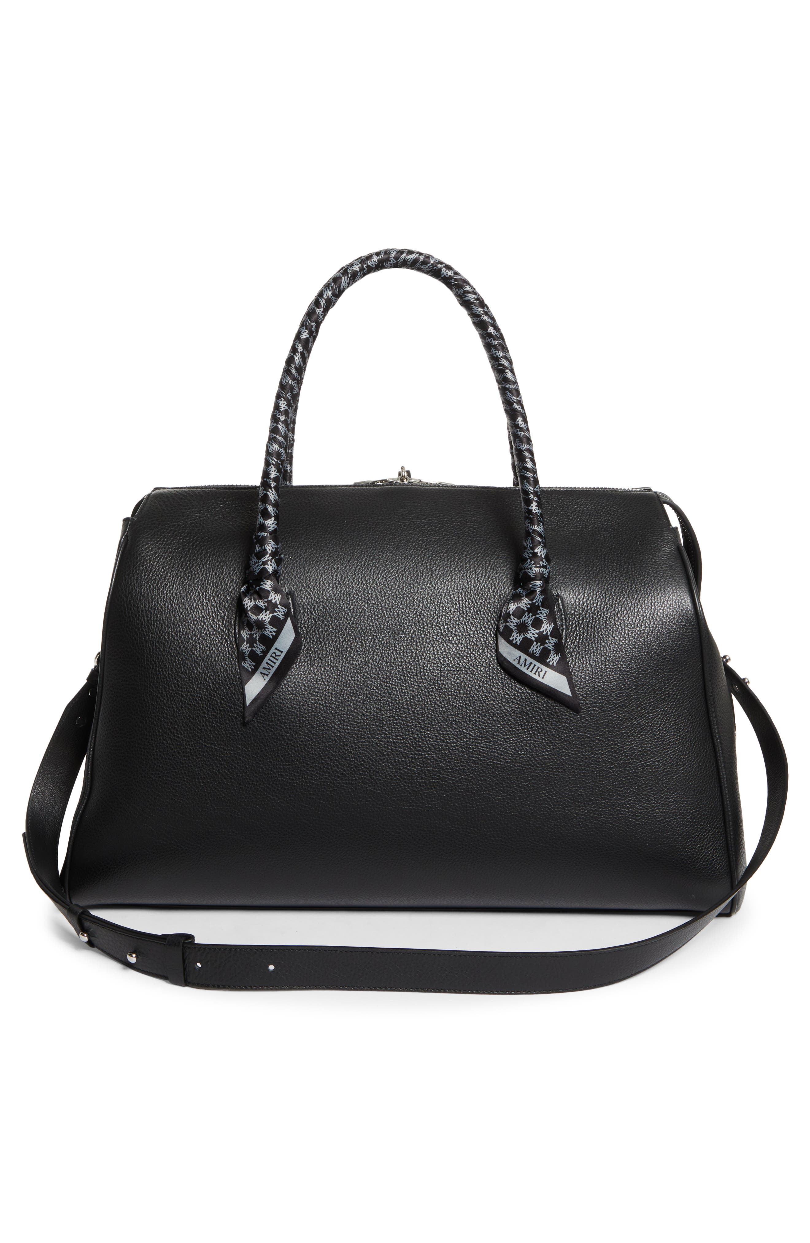 AMIRI Leather Duffle Bag, Alternate, color, Black