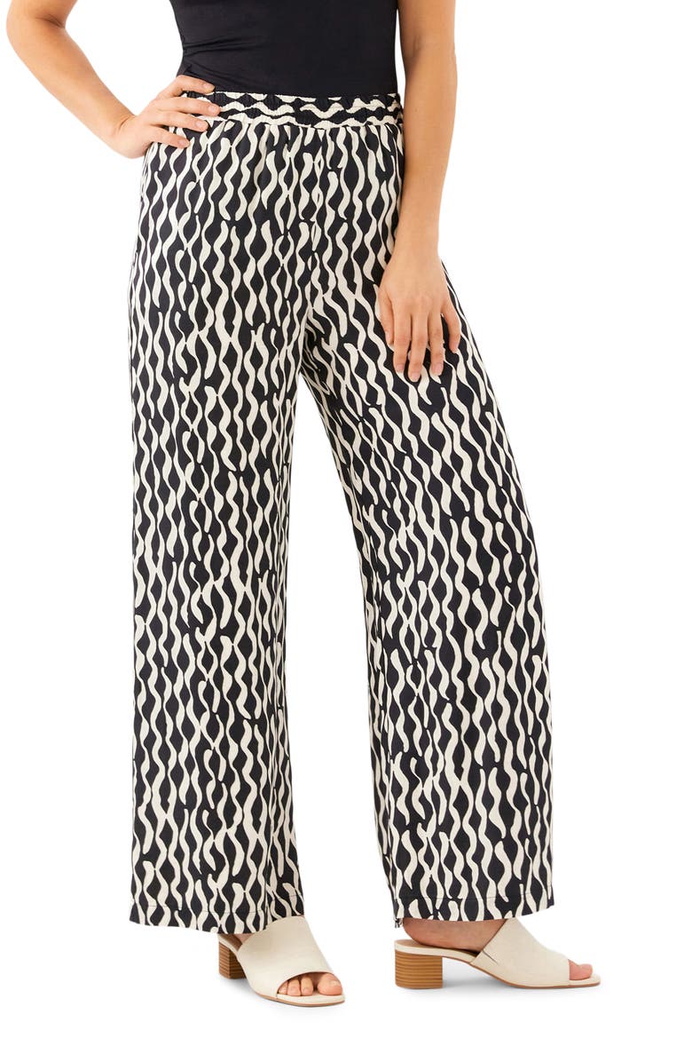 Karen Kane Print Wide Leg Satin Pants, Alternate, color, Print
