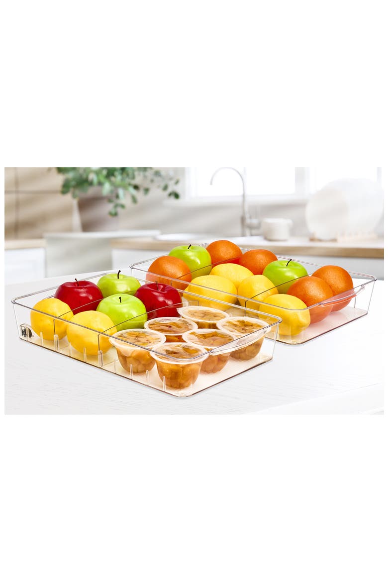 Large 2-Pack Fridge Storage Bins on Wheels, Alternate, color, CLEAR
