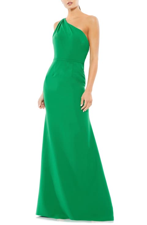 One Shoulder Jersey Mermaid Gown