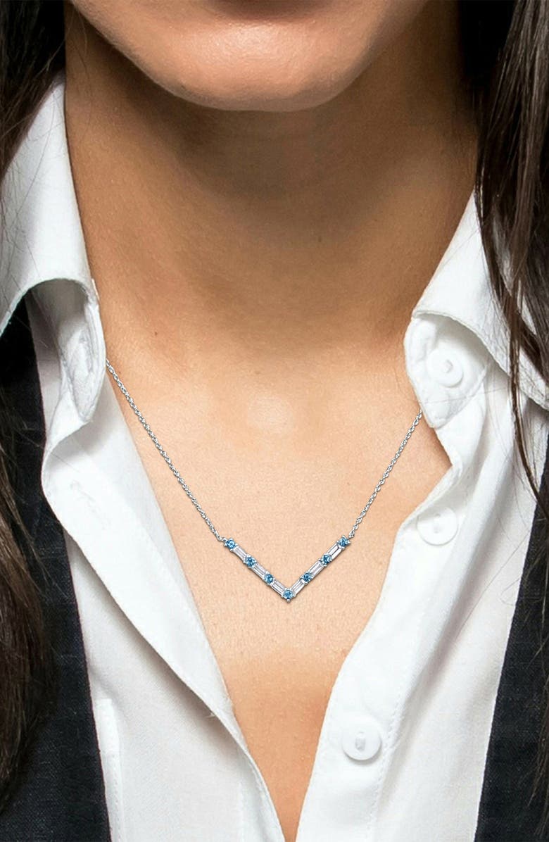 DELMAR Blue Topaz & White Topaz Chain Necklace, Alternate, color,