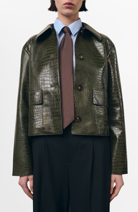 Nilo Croc Embossed Faux Leather Jacket (Regular & Plus)