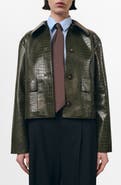 MANGO Nilo Croc Embossed Faux Leather Jacket