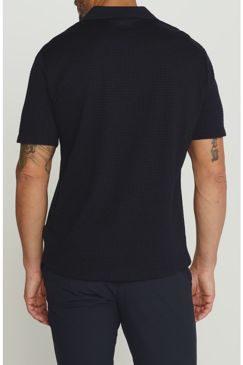 Landry Waffle Knit Short Sleeve Button-Up Shirt, Alternate, color, NAVY