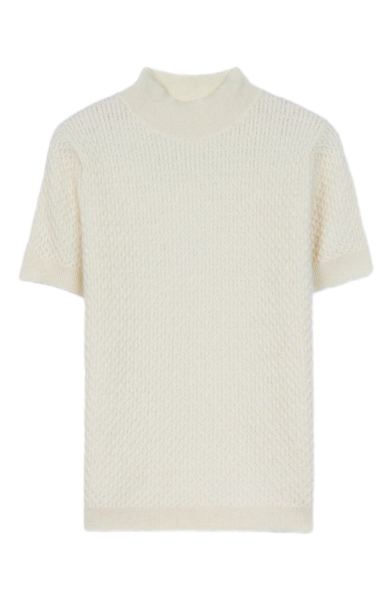 GOBI Mongolian Cashmere Short-Sleeve Textured Cashmere Top, Alternate, color,