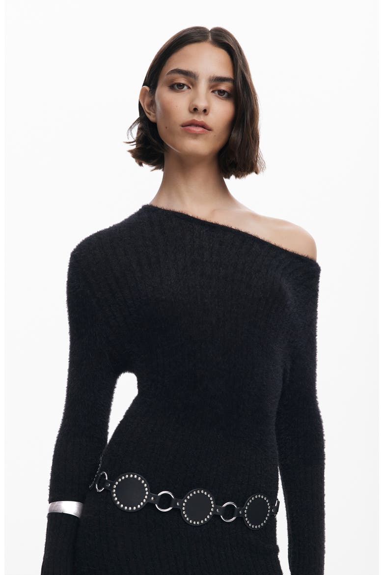 Long Sleeve Sweater Maxi Dress, Alternate, color, BLACK