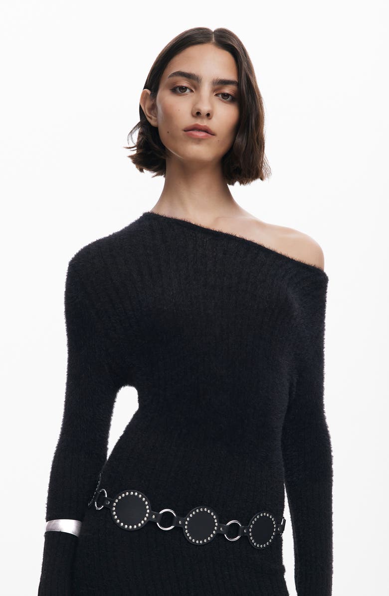 Desigual Long Sleeve Sweater Maxi Dress, Alternate, color, Black