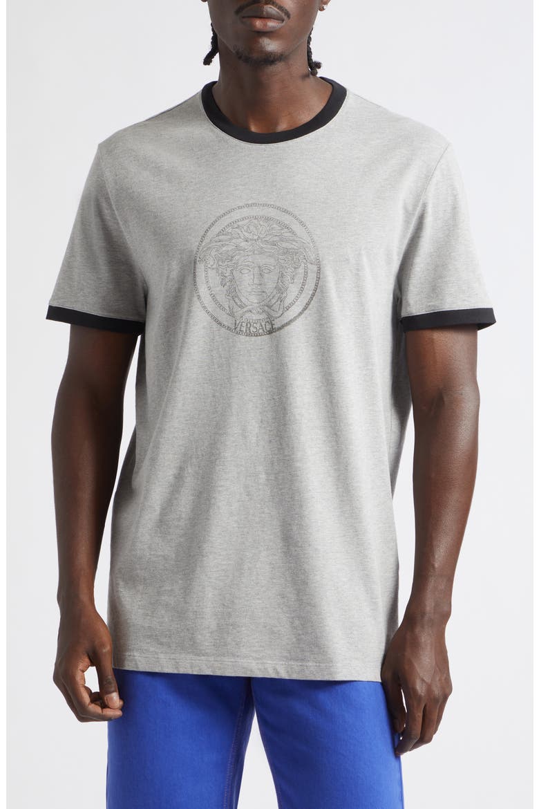 Medusa Logo Ringer Graphic T-Shirt, Main, color, LIGHT GREY