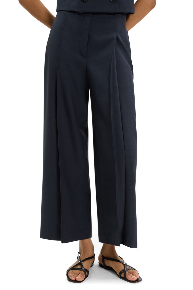 Pleated High Waist Wide Leg Pants, Main, color, NOCTURNE NAVY