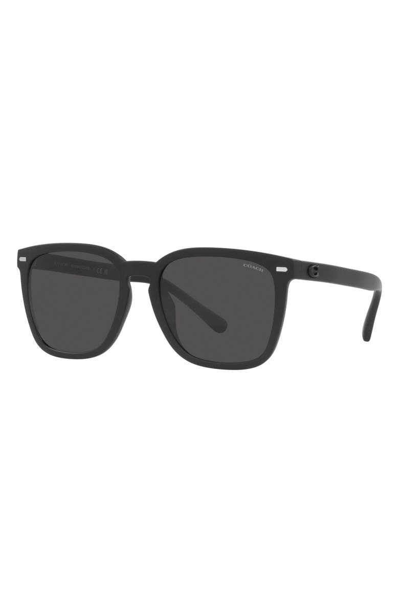 COACH 56mm Square Sunglasses, Alternate, color, Rubber Black/ Black