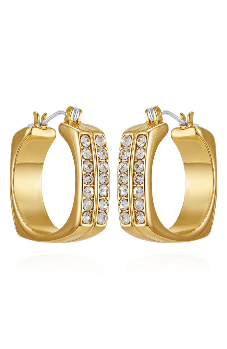 Vince Camuto Crystal Hoop Earrings, Main, color, Gold