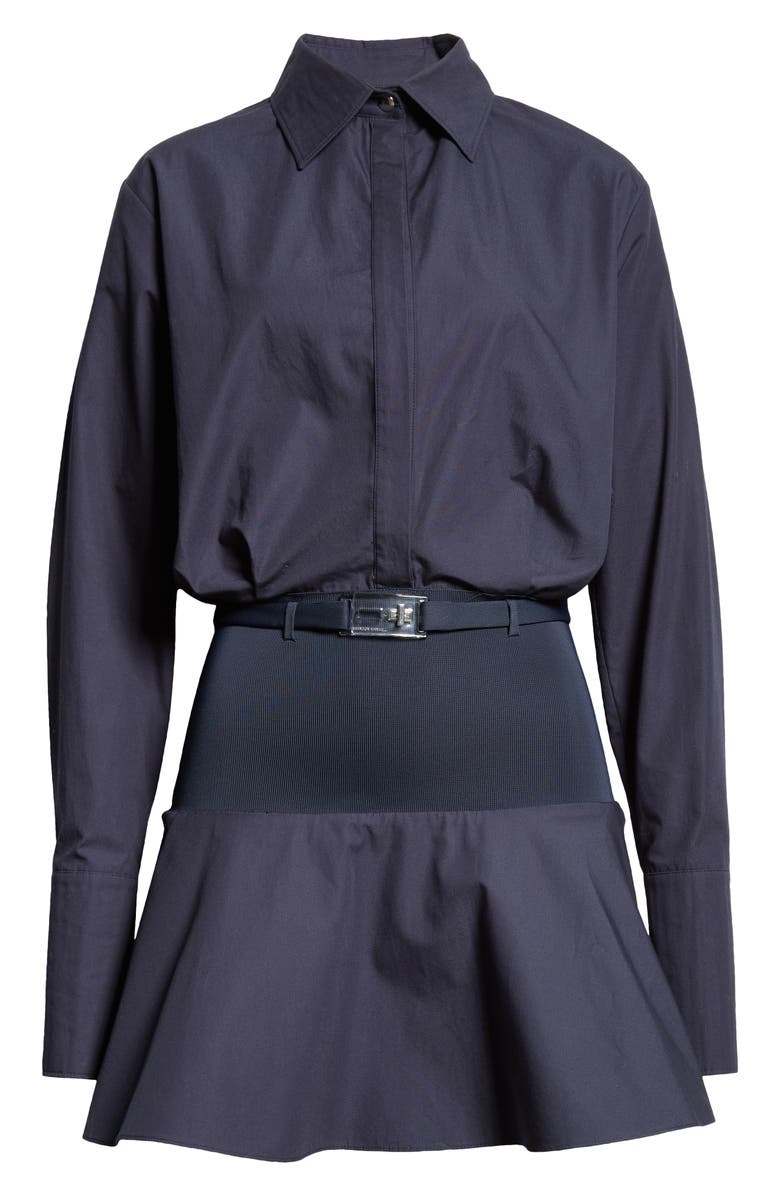 Brandon Maxwell Irene Long Sleeve Mixed Media Shirtdress, Alternate, color,