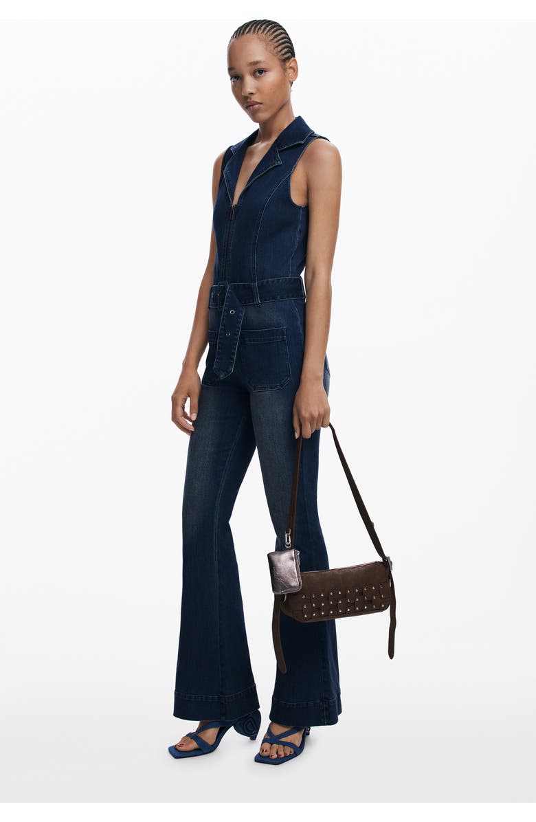 Desigual Studded Patchwork Faux Leather Crossbody Bag, Alternate, color, Dark Brown