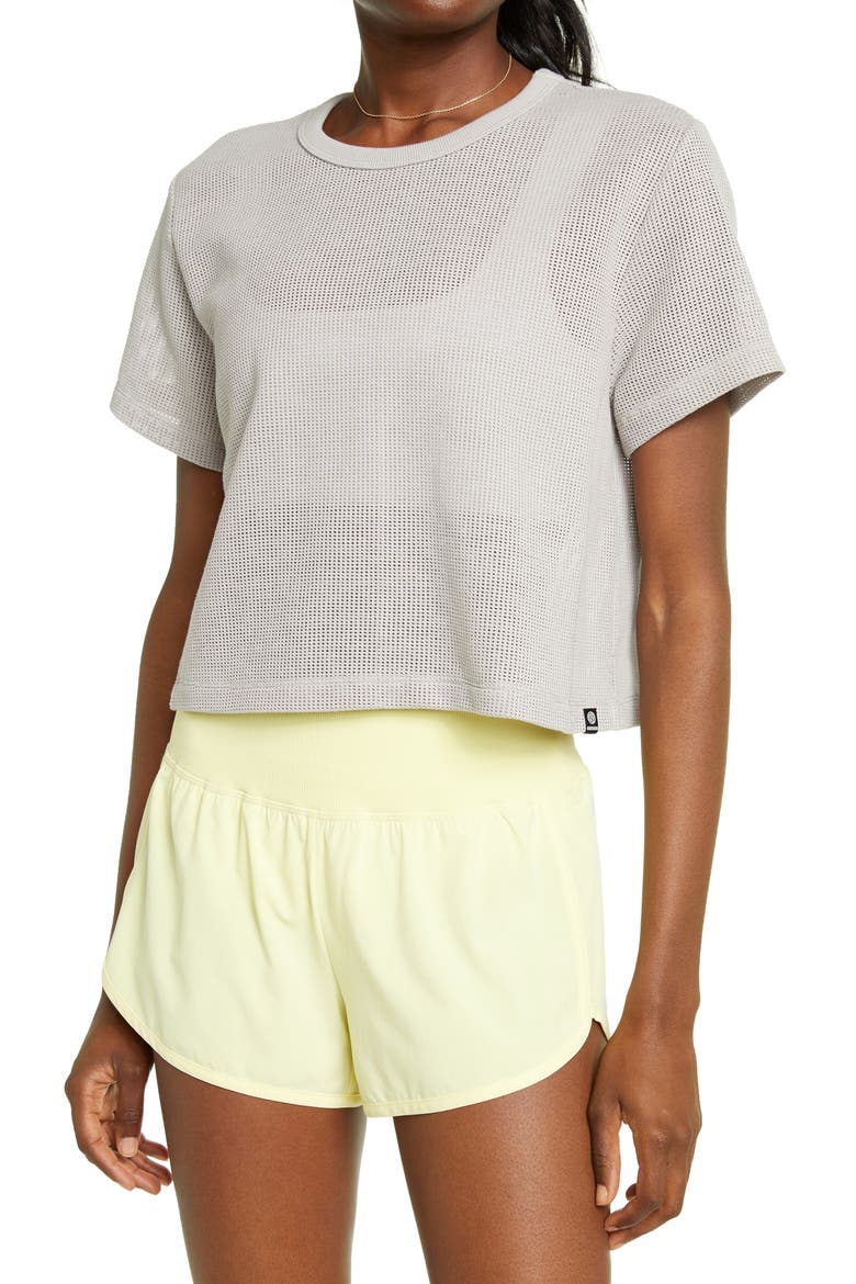 Excursion Mesh Crop T-Shirt, Main, color, GREY PORPOISE
