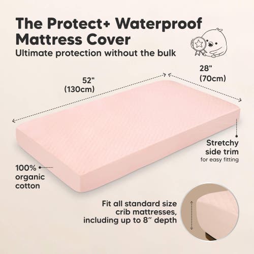 Keababies 2-pack Mavy Protect+ Waterproof Crib Mattress Protector In Mist Rose