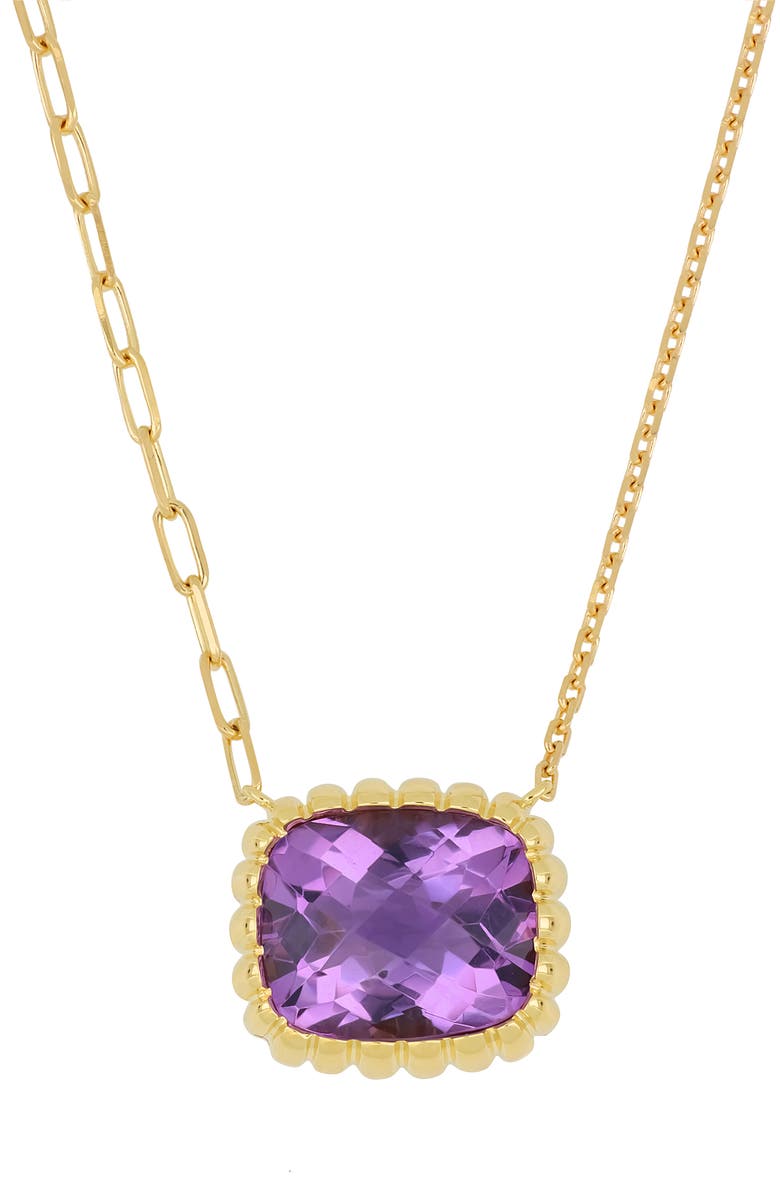 Bony Levy 18K Yellow Gold Cushion Cut Amethyst Pendant Necklace, Main, color, 