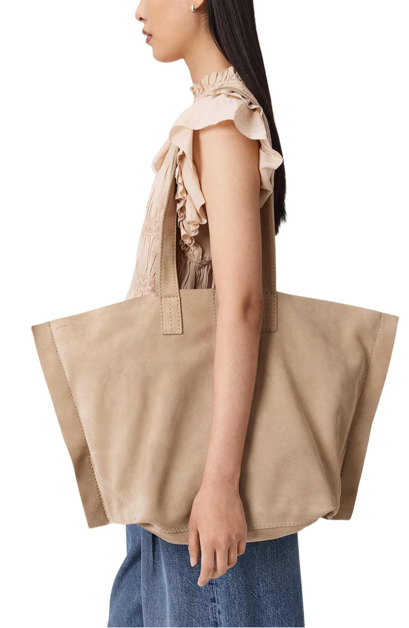 AllSaints Lutece Suede Tote, Alternate, color, Pinto Brown