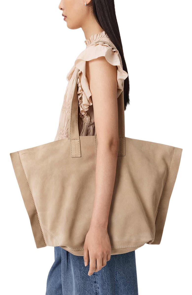 AllSaints Lutece Suede Tote, Alternate, color, Pinto Brown