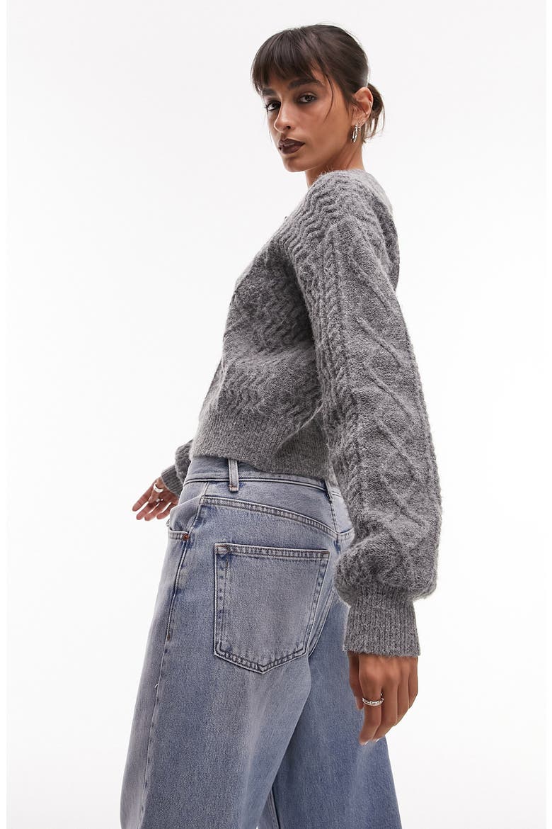 Cable Stitch Cardigan, Alternate, color, GREY
