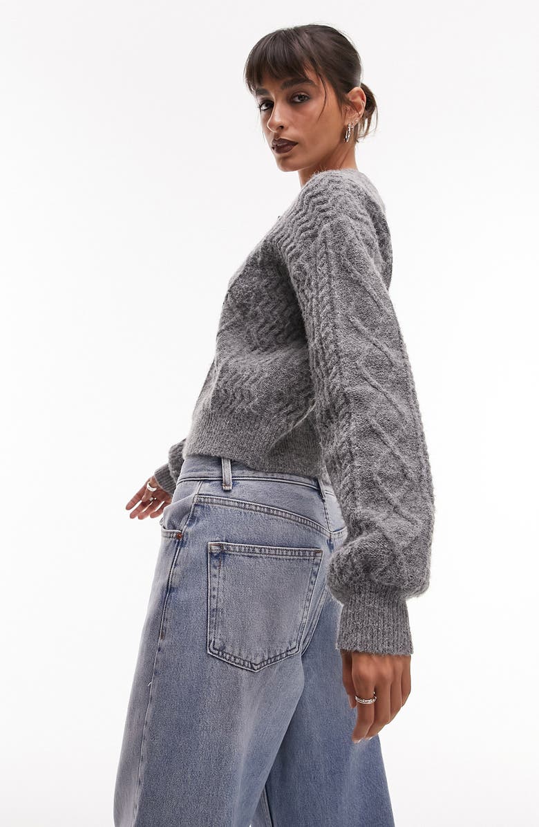 Topshop Cable Stitch Cardigan, Alternate, color,